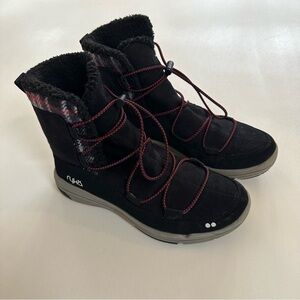 RYKA Alyssa Toggle Faux Fur Lined Black Faux Suede Winter Boots Womens Size 8